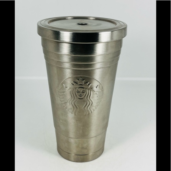 Starbucks 2012 Stainless Steel Silver Embossed Cold Cup Tumbler 16oz No Straw - Picture 1 of 9